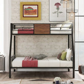 Bellemave® Twin Over Full Modern Metal Bunk Bed with Safety Rail and Built - In Ladder - Bellemave